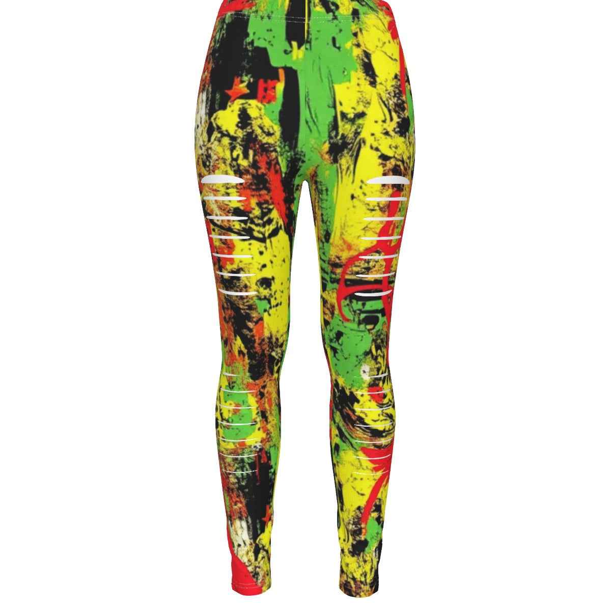 MUNSIEUR All-Over Print Women's Ripped Leggings