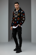 Men's Hoodie MUNSIEUR All-Over Print Heavy Fleece Zip Up "Thoroughbred"