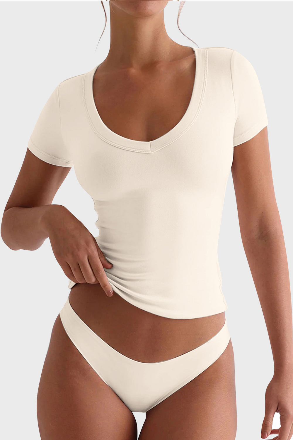 Women's Scoop Collar Fitted T-Shirt