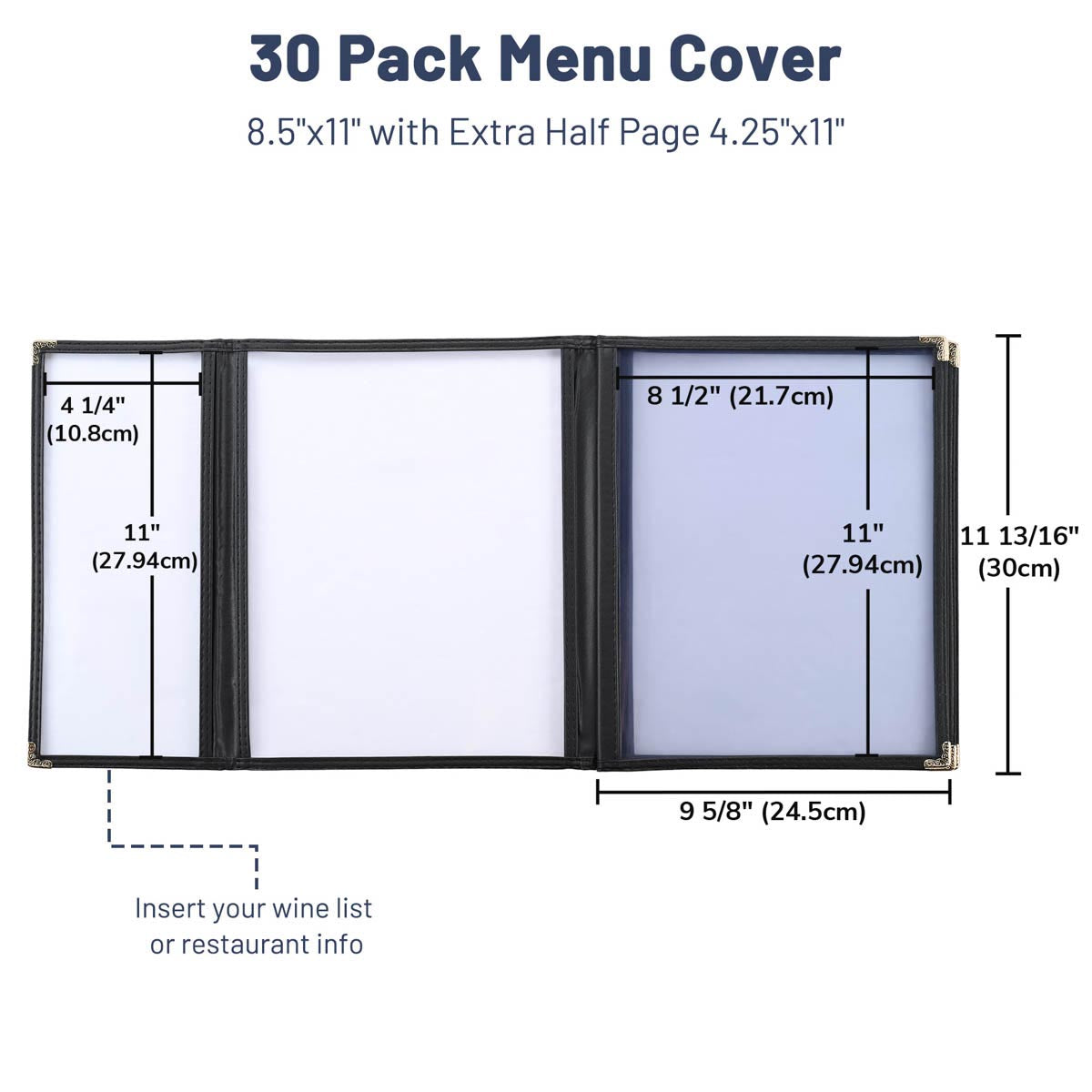 Yescom 30x Menu Covers Cafe Restaurant 8.5x11 & 4.25x11