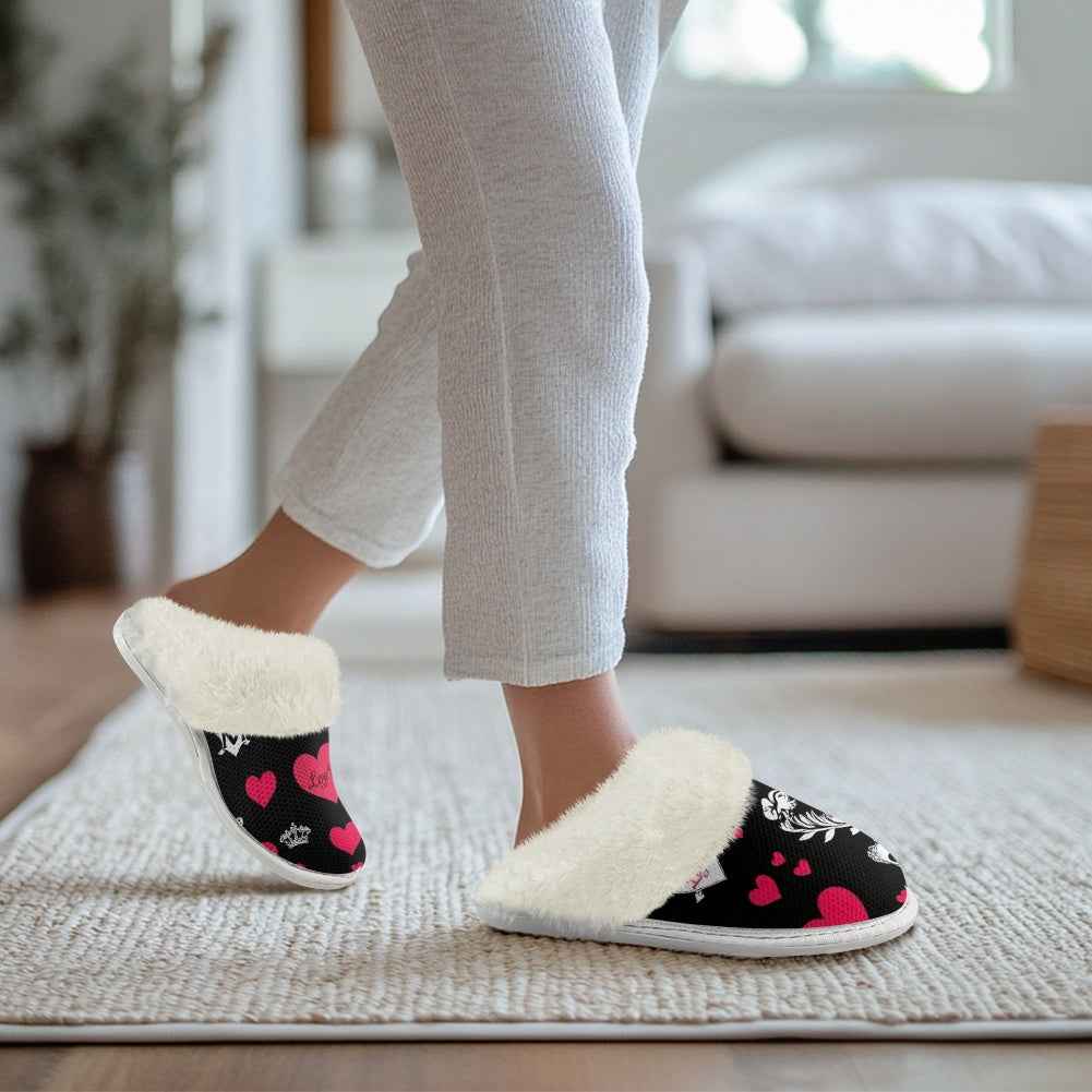 MUNSIEUR Cotton Slippers with fur edges Valentine's Day Collection New Arrivals