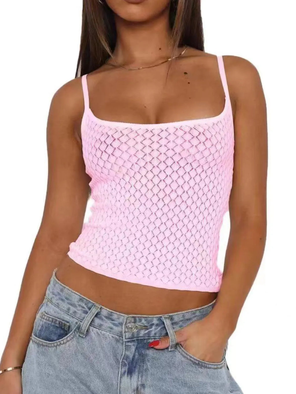 Lace Square Neck Cami T-shirt Wakanda Stripe