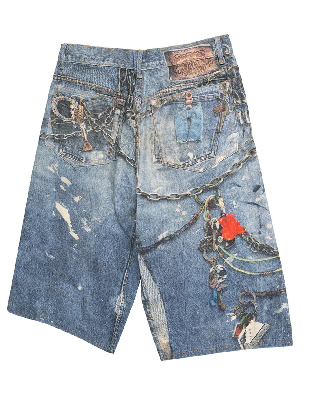 Men's Chain Print Denim Shorts