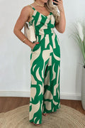 Two-Tone Spaghetti Strap Wide Leg Jumpsuit