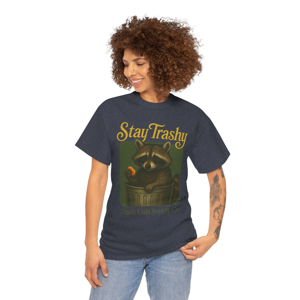 Stay Trashy Raccoon T-Shirt – Vintage-Style Cute Trash Panda | Trash Cult Supply Co | Gildan 5000