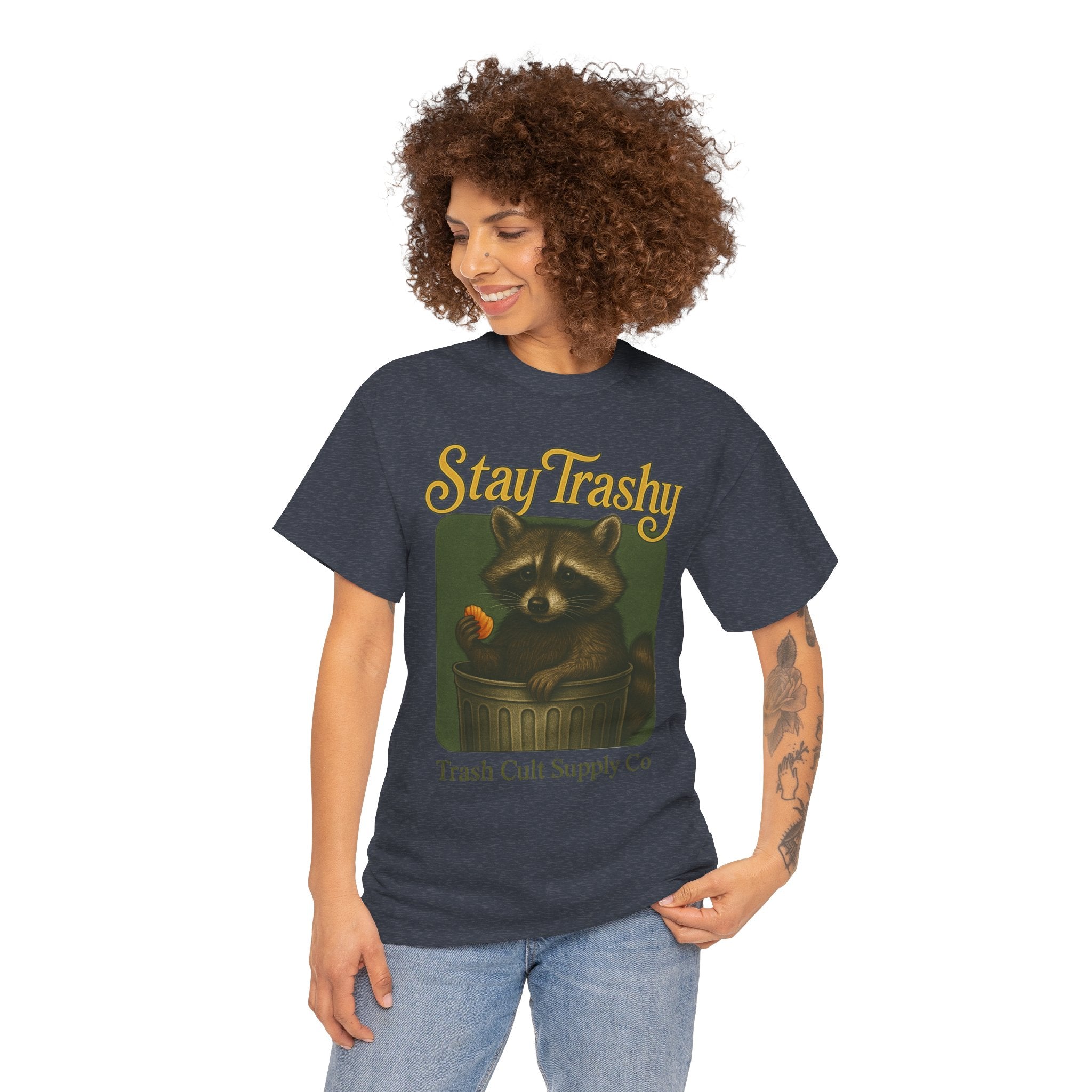 Stay Trashy Raccoon T-Shirt – Vintage-Style Cute Trash Panda | Trash Cult Supply Co | Gildan 5000