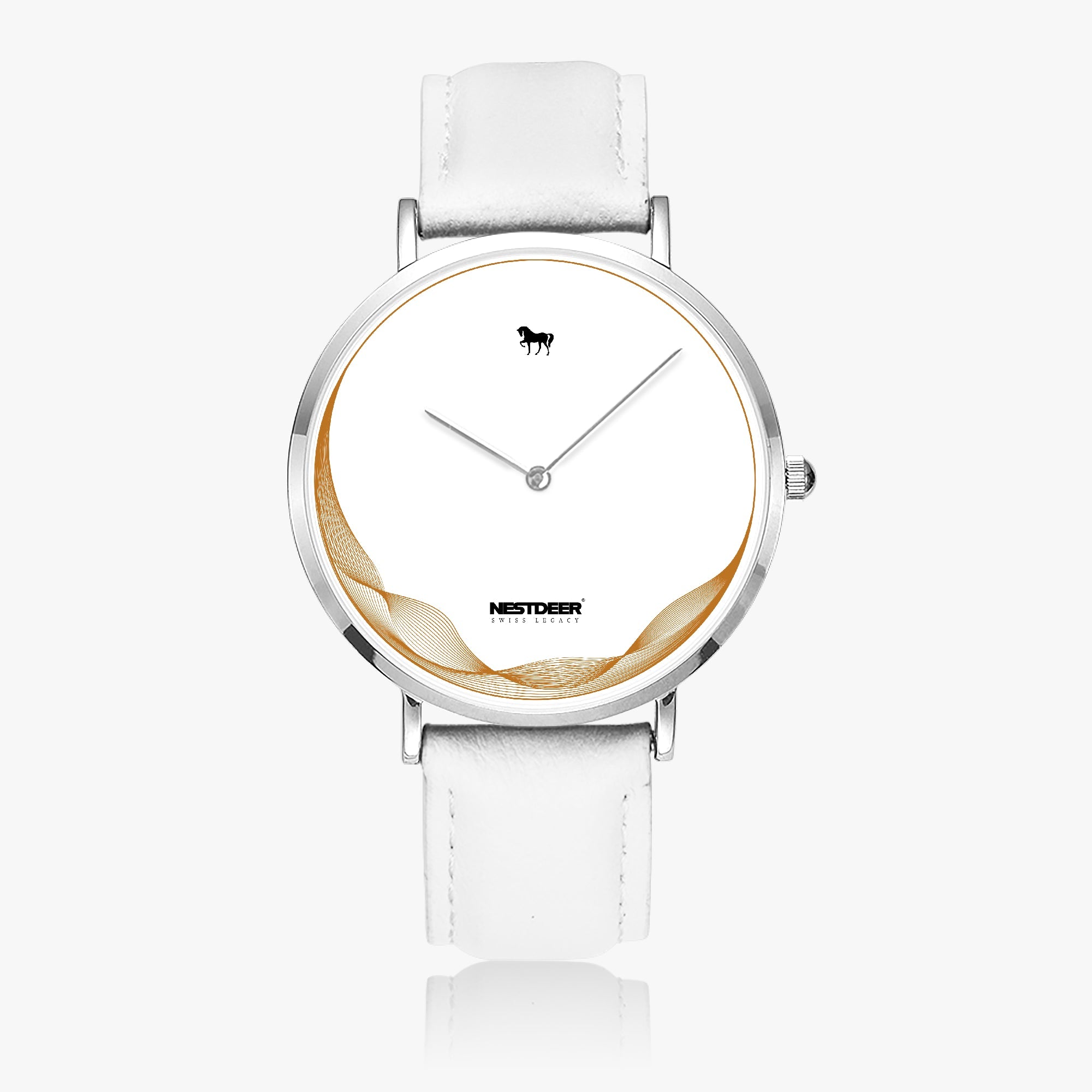 162. Ultra-Thin Leather Strap Quartz Watch (Silver)