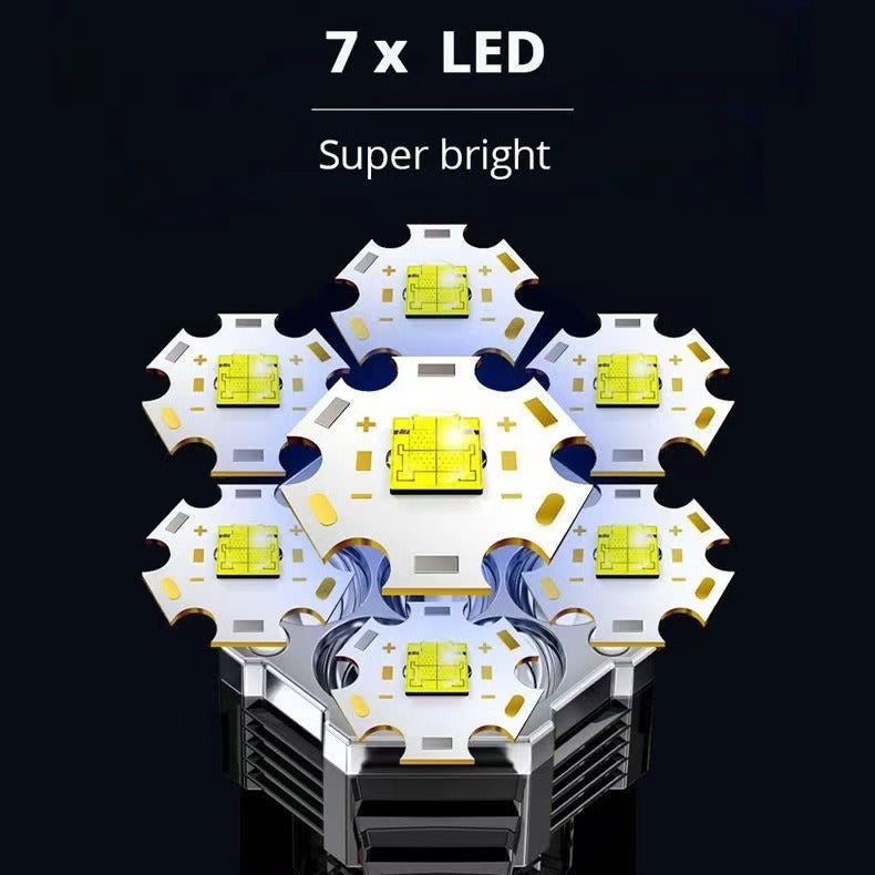 High Power LED Flashlight Powerful USB Rechargeable Lamp Built-in Battery COB 7 LED Flashlights
