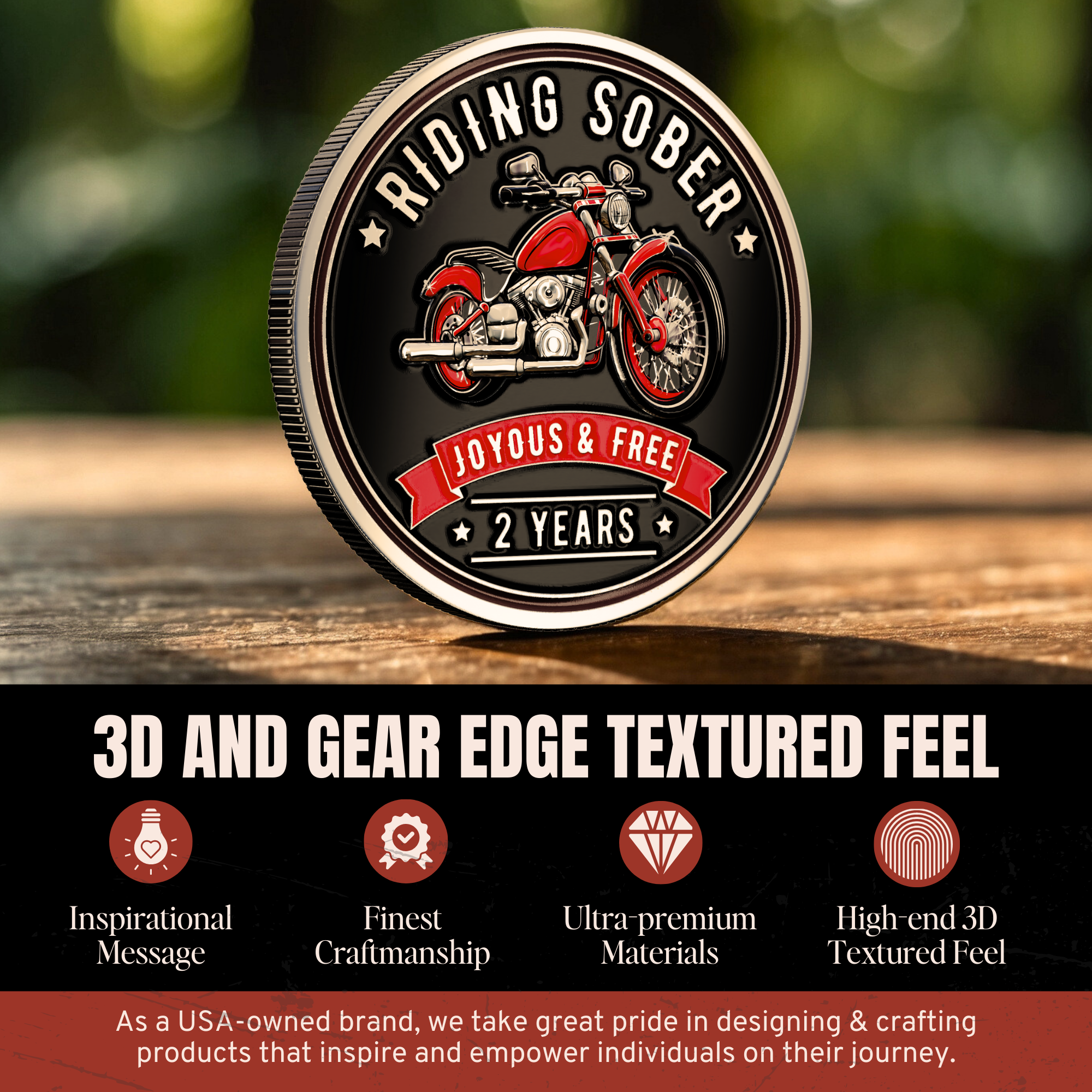 Riding Sober Recovery Affirmation Coin
