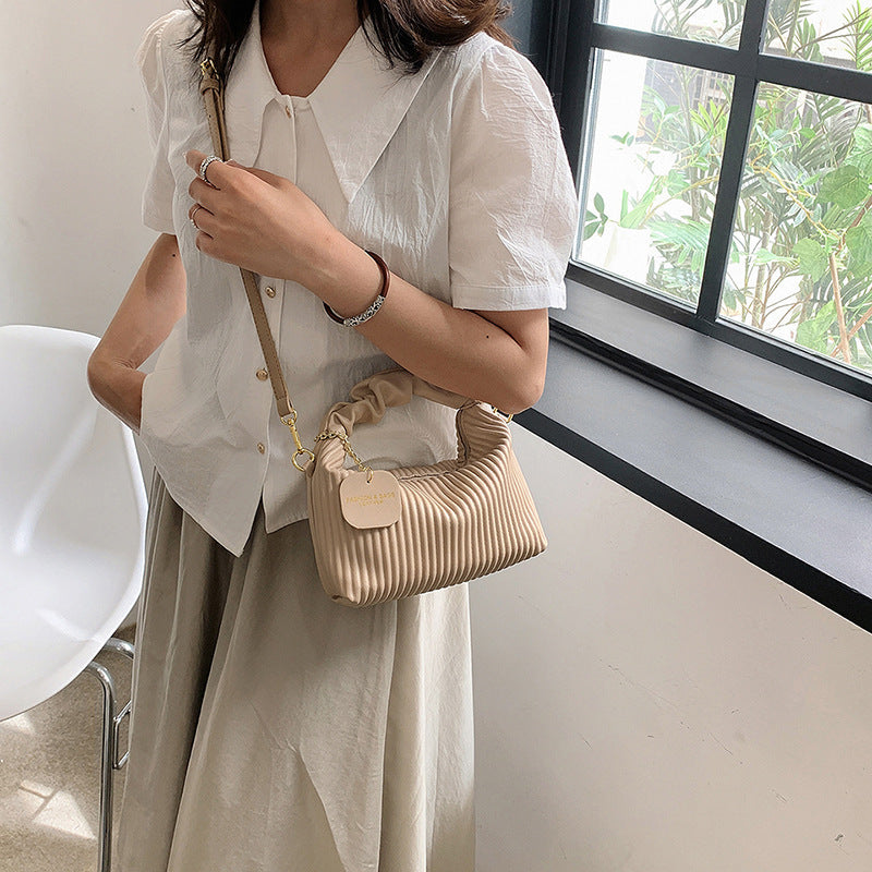 Women's Cloud Crossbody Bag - PU Leather Pleated Tote Bag
