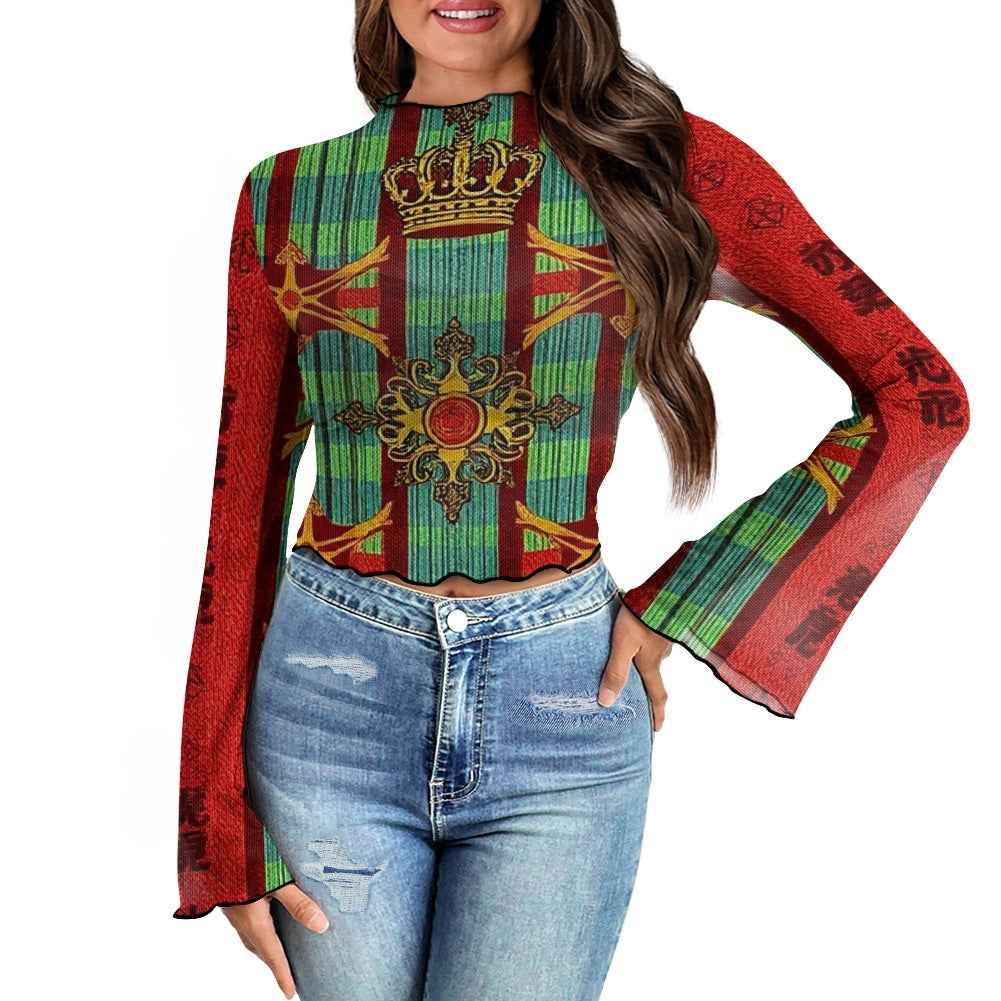 Women's Bell Sleeve Blouse - Stylish Long Sleeve Shirt for Women
