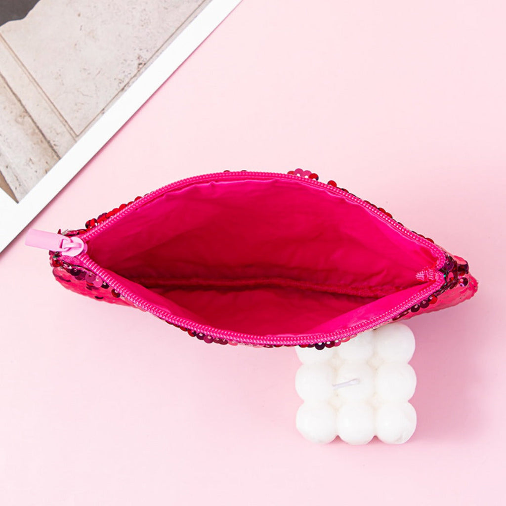 Mermaid sequined pencil case, two-color stationery storage bag, portable cosmetics change purse, small purse