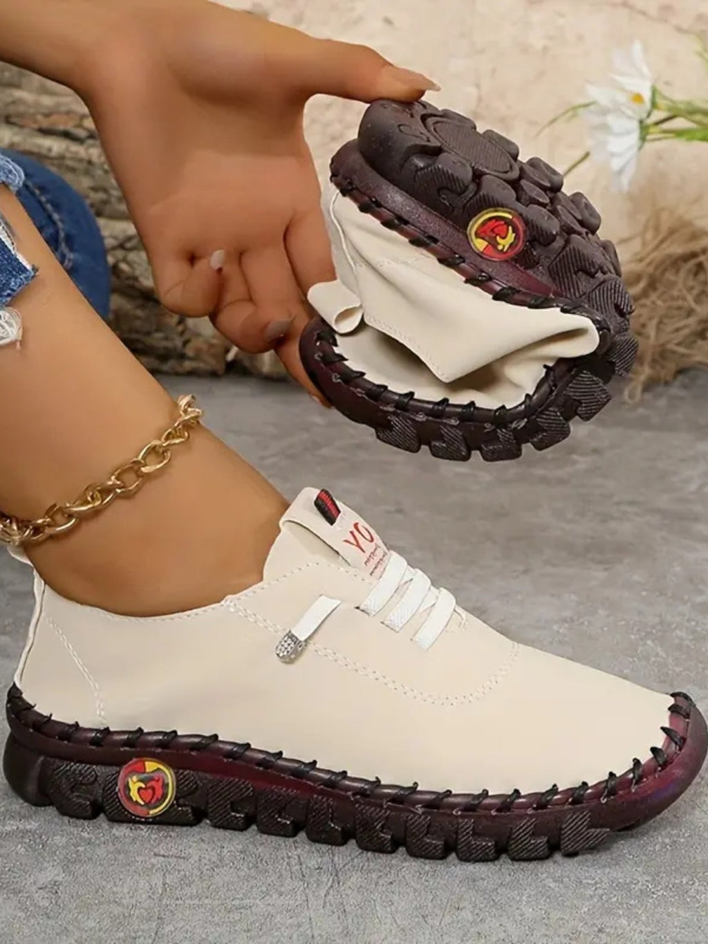 PU Leather Round Toe Sneakers