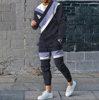 Men's Ethnic Style Printed Long Sleeve Jogger Set