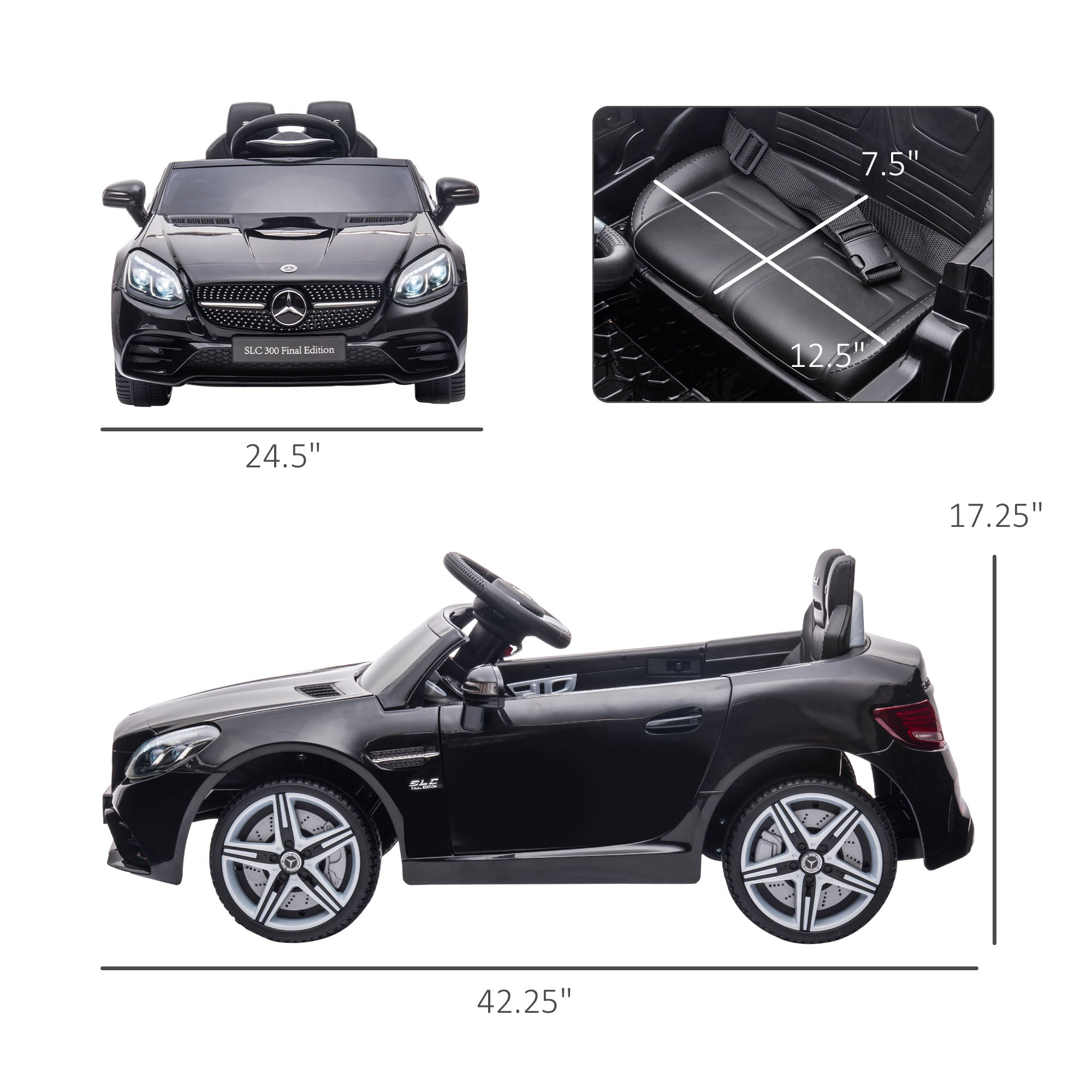 Electric Ride-On Car for Kids with Remote Control, Dual Motors, Music and Lights