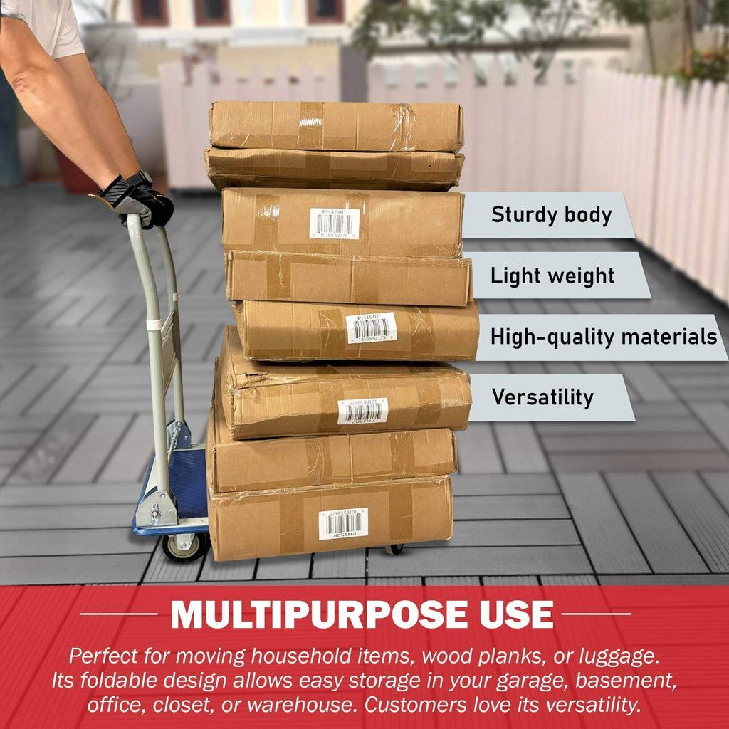 Platform Hand Truck, Compact & Foldable, 330-660 lb Capacity, Blue