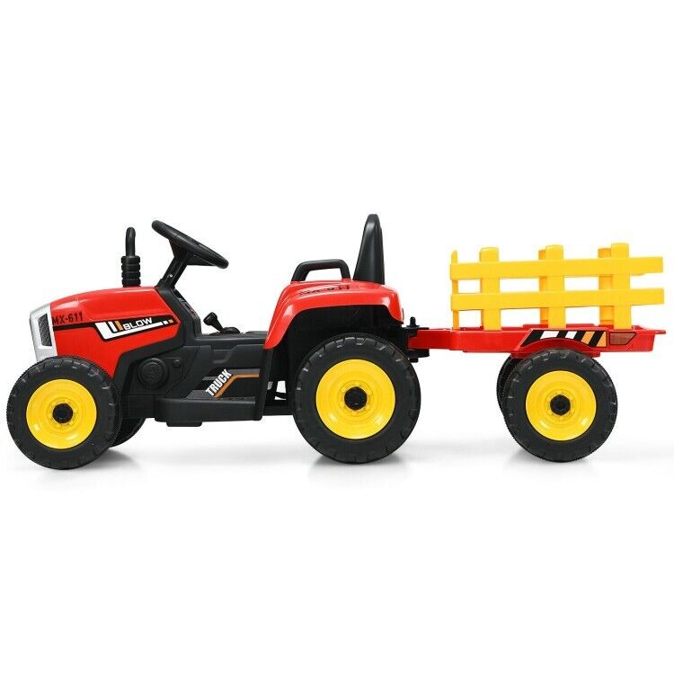 3-Gear-Shift Kids Tractor with Trailer Loader and Ground Battery for Toddlers (12V)