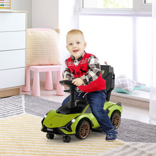 3-in-1 Licensed Lamborghini Ride-On Toy Stroller in Green