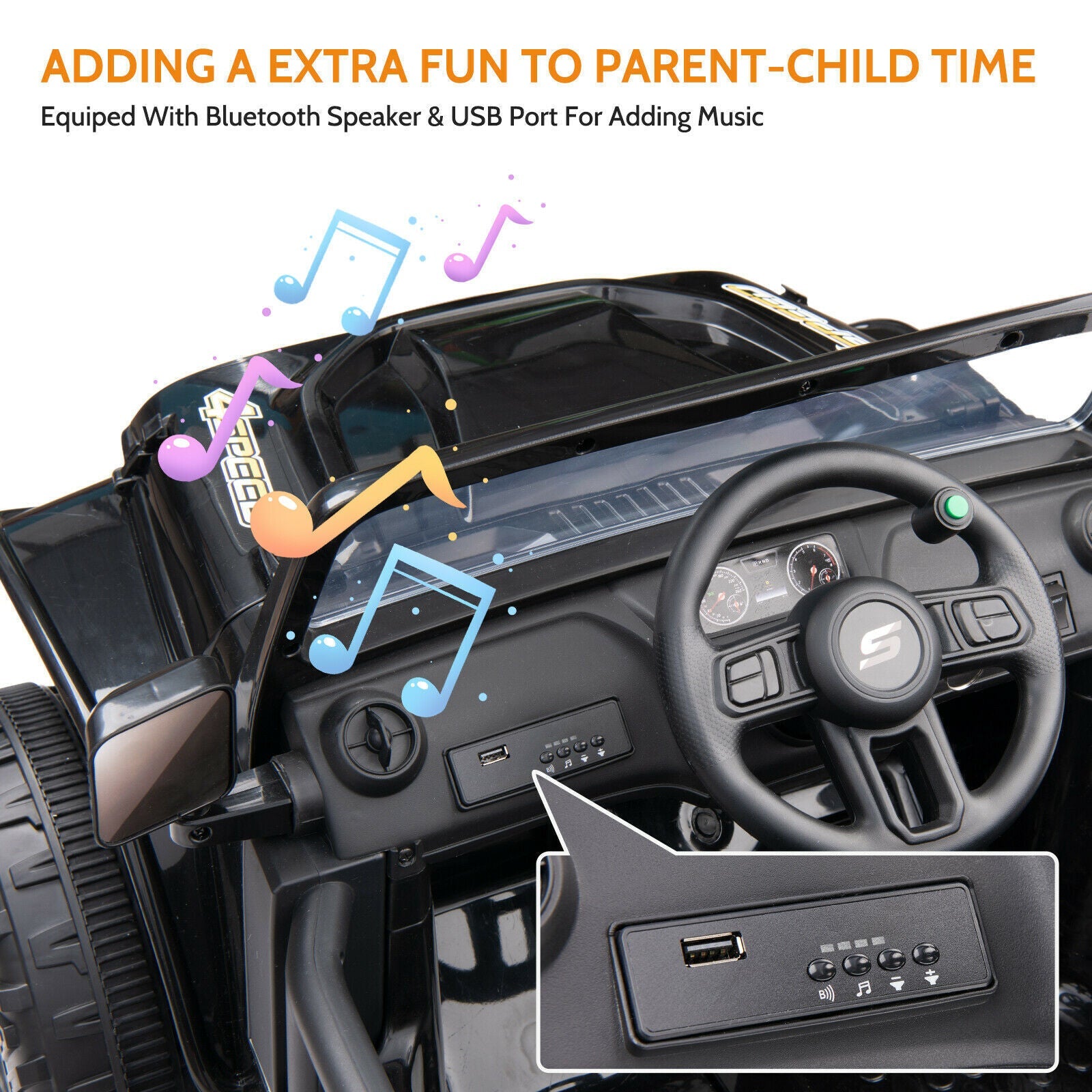 3-Speed Electric Ride-On SUV Truck for Kids with Remote Control and Parent Seat - 12V