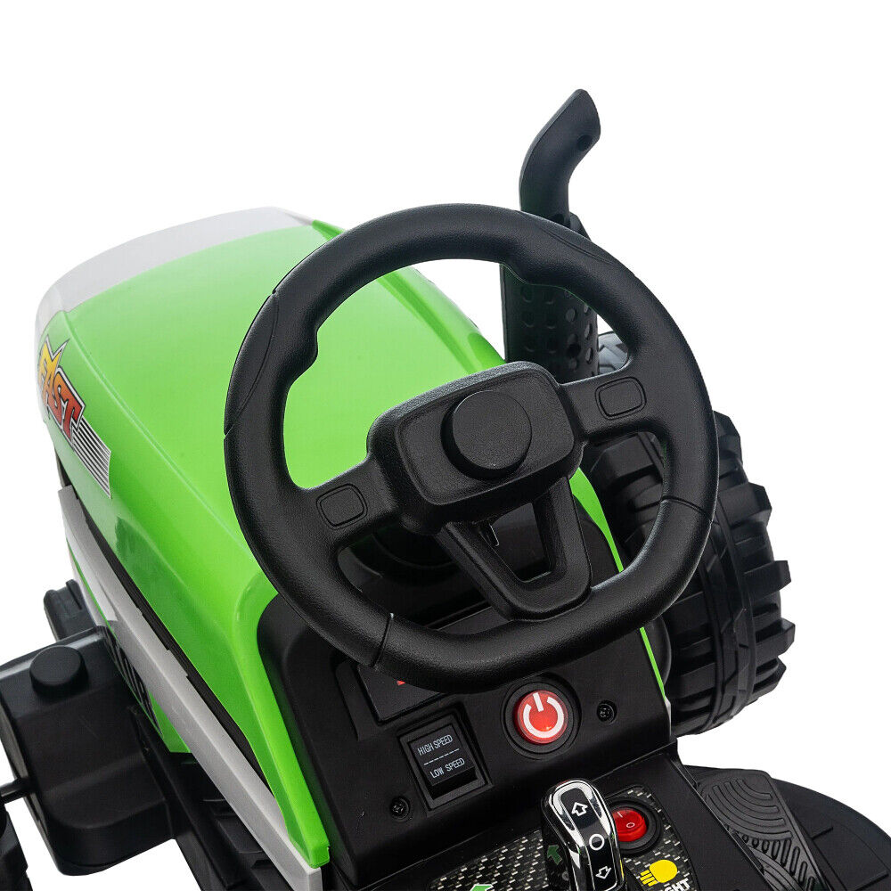 3-Speed Electric Ride-On Tractor for Kids with Trailer and Remote Control - 12V