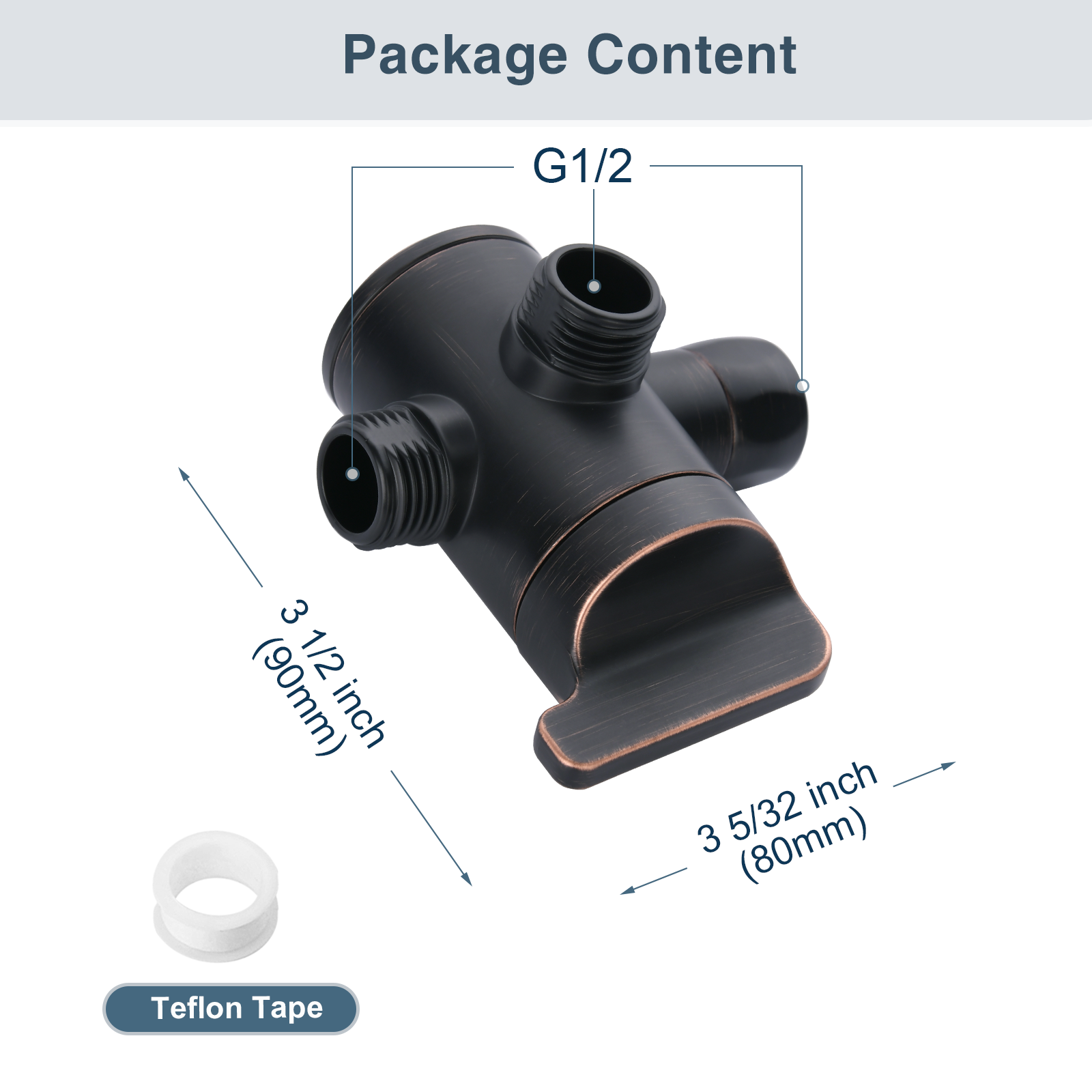 3-Way Shower Head Diverter Valve for Handheld and Fixed Shower Heads