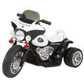 3-Wheel Battery Powered Kids Motorbike Toy in White and Black