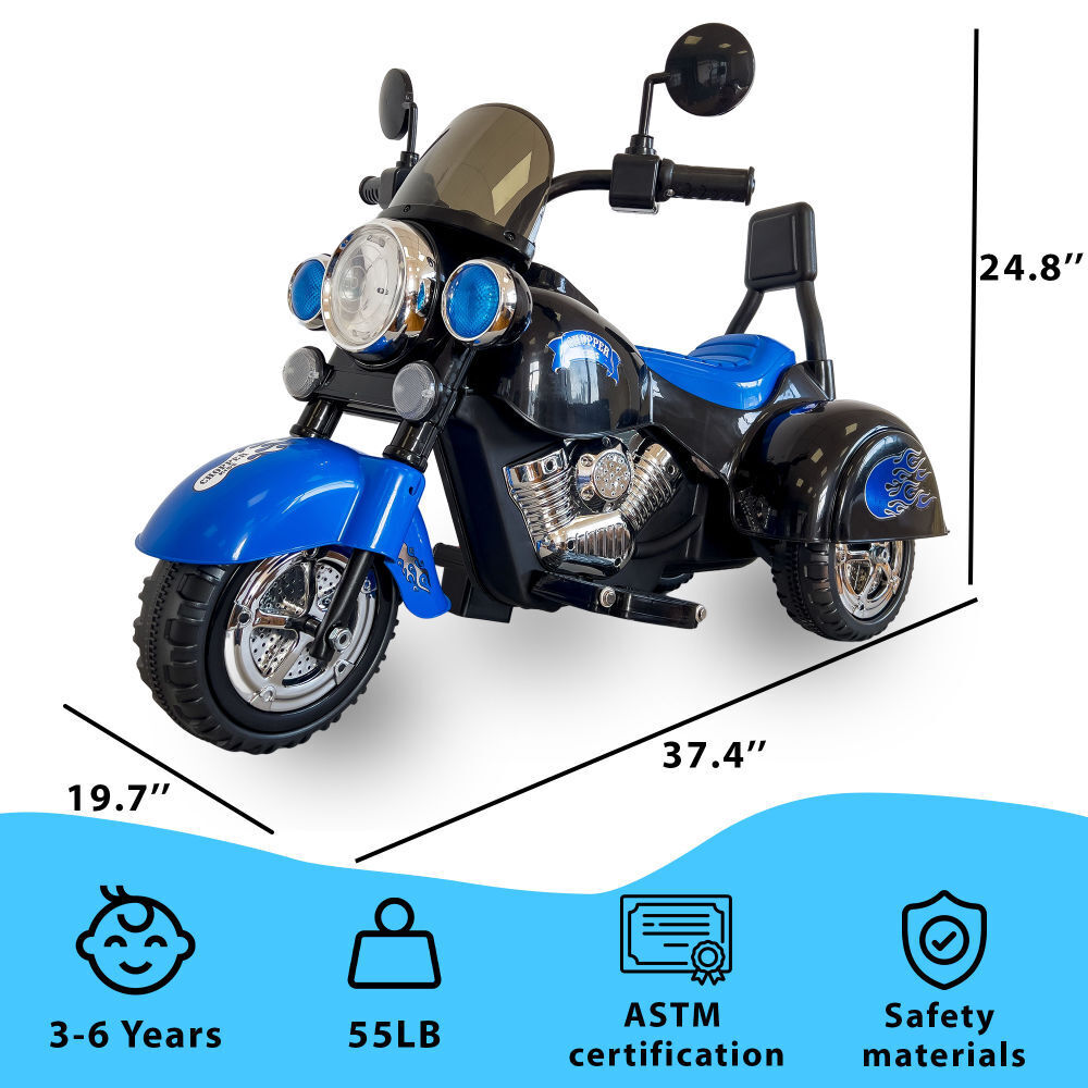 3-Wheel Chopper Motorbike Toy for Kids with LED Lights