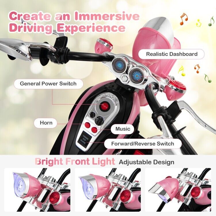 3-Wheel Kids Motorcycle Toy with Lights and Music - Perfect for Training Toddlers