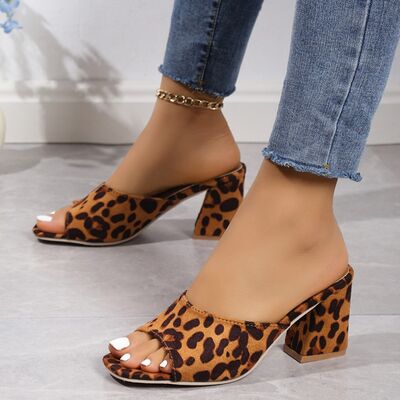 Leopard Block Heels Suede