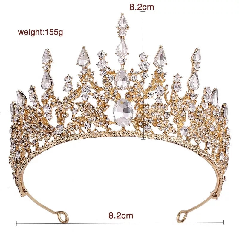 Spiky Gold Crystal Tiara – Gothic Goddess Queen Crown & Bridal Wedding Headdress