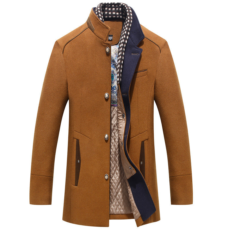 Men's Woolen Coat Thickened Collar Coat
