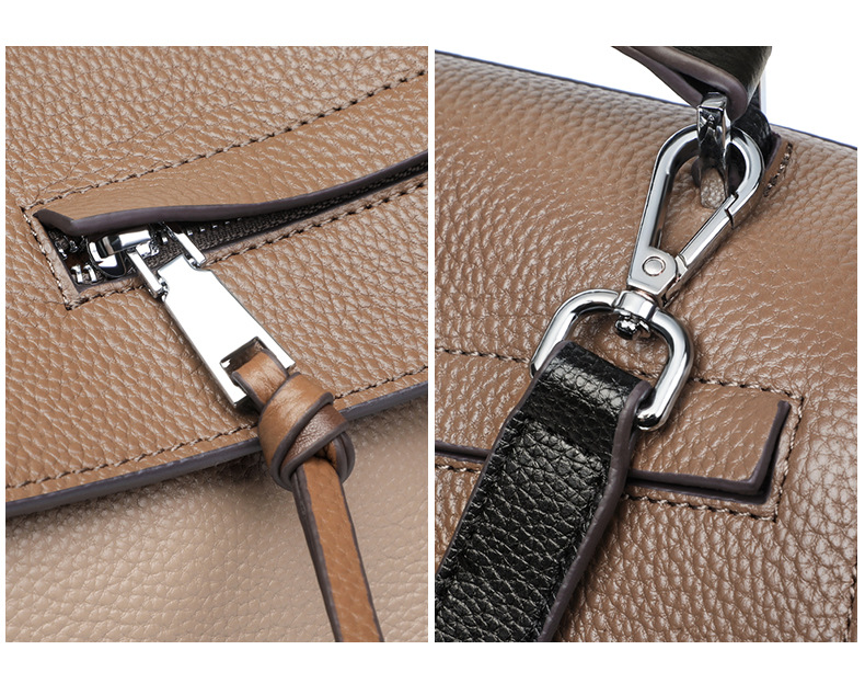 Genuine leather bag for female bag shoulder bag large capacity with contrast color pattern tote