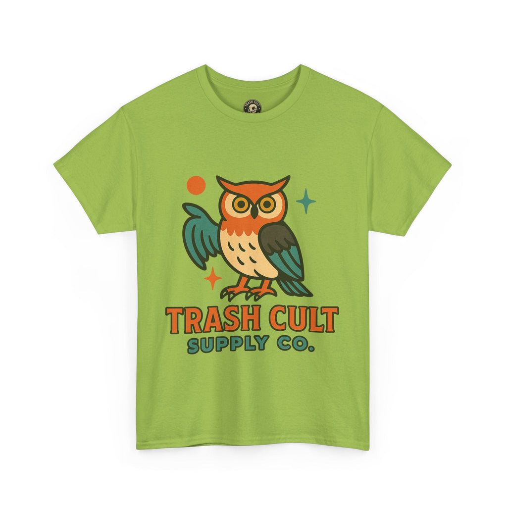 Vintage Owl Graphic Tee, Unisex Heavy Cotton Tee, Trash Cult Shirt, Nature Lover Gift, Eco-Friendly Apparel