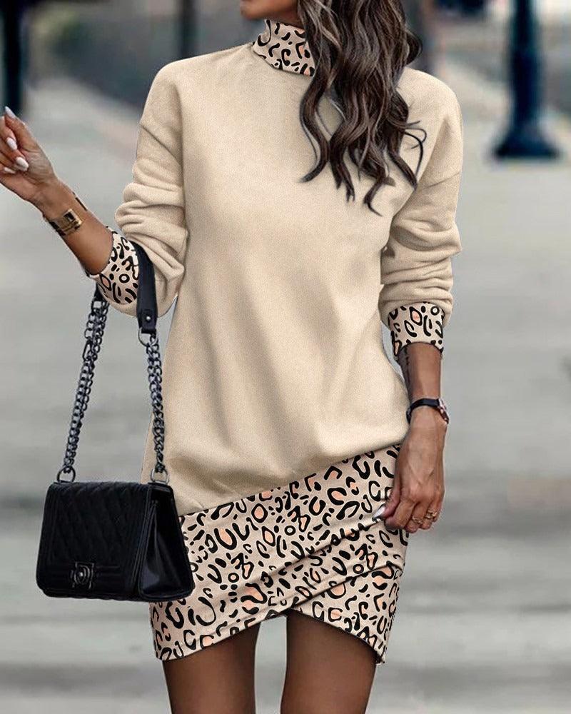 Wild West Chic Long-Sleeved High-Neck Irregular Dress for Cowgirls