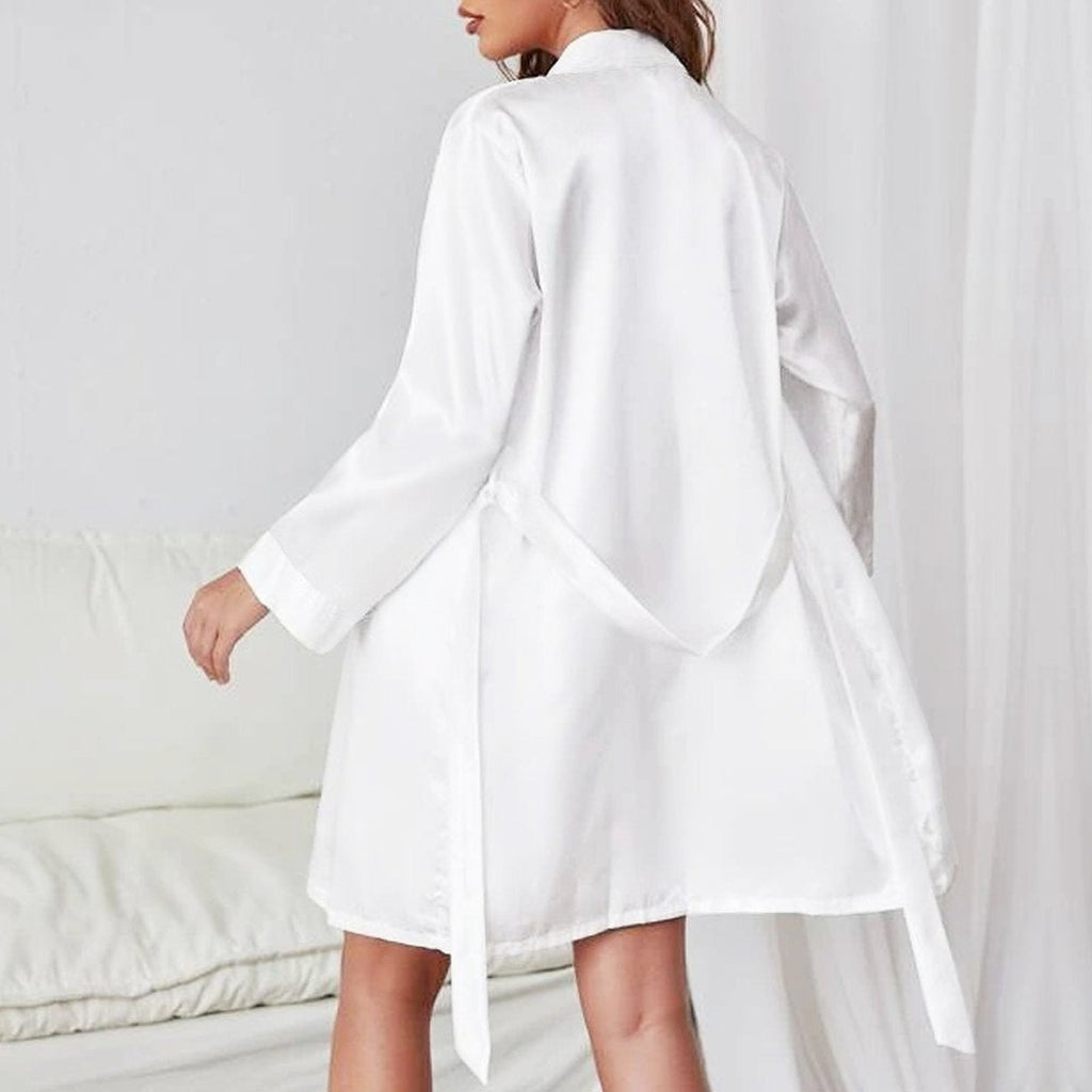 MUNSIEUR Belted Robe - Plunging Neckline Loungewear for Women