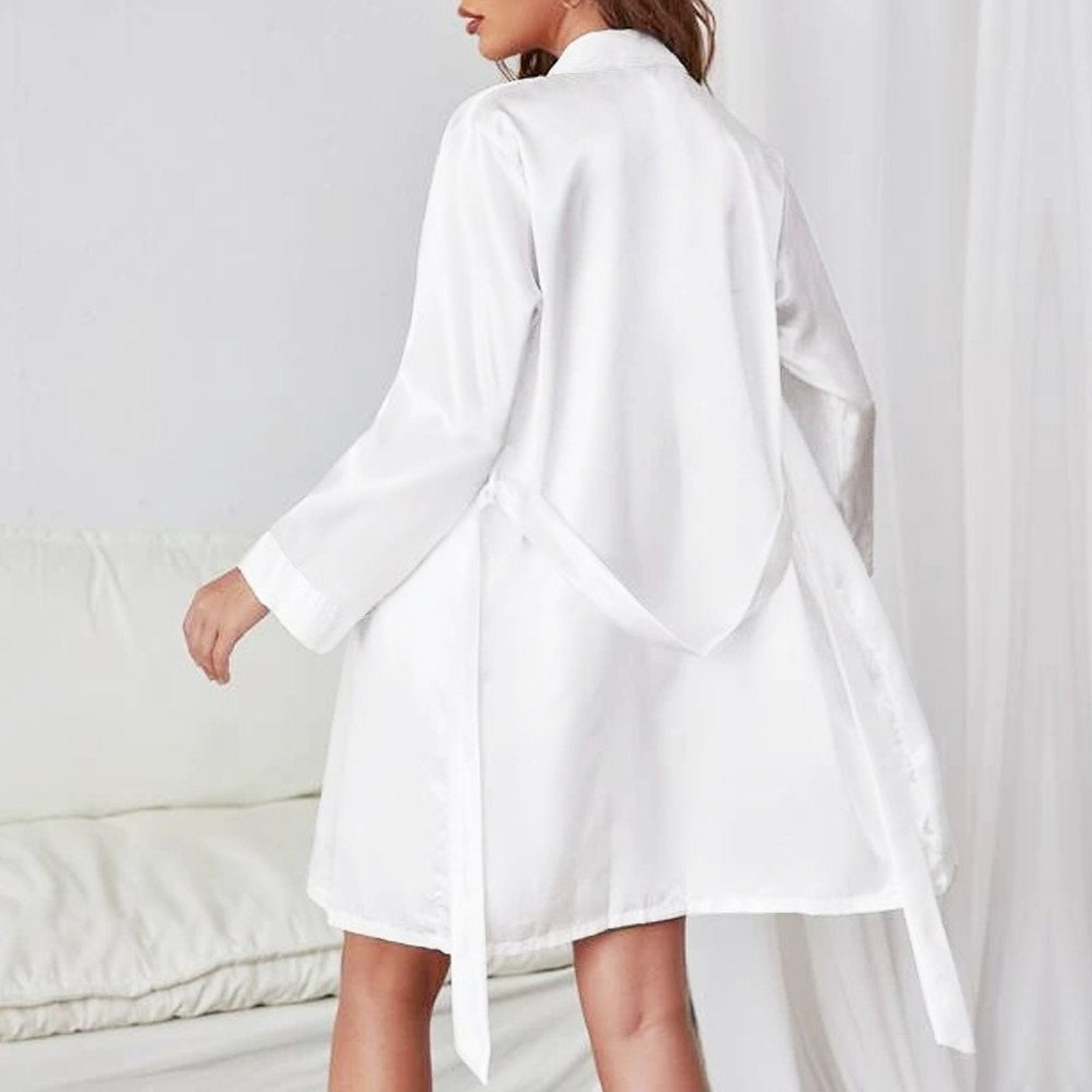 MUNSIEUR Belted Robe - Plunging Neckline Loungewear for Women