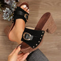 Women's Buckle Trim Block Sandals