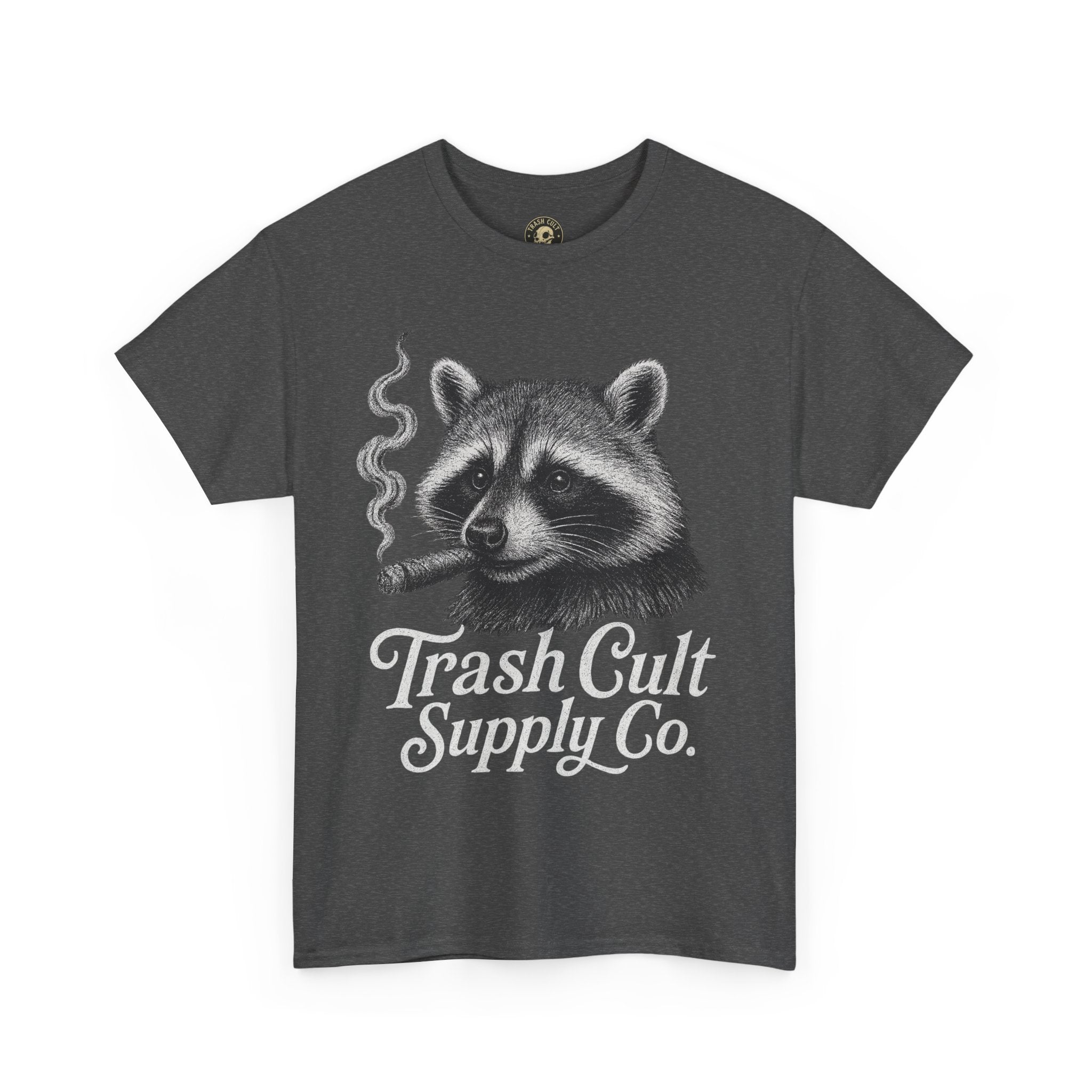 Monochrome Raccoon Cigar Shirt – Trash Cult Supply Co. | Gildan 5000 Tee