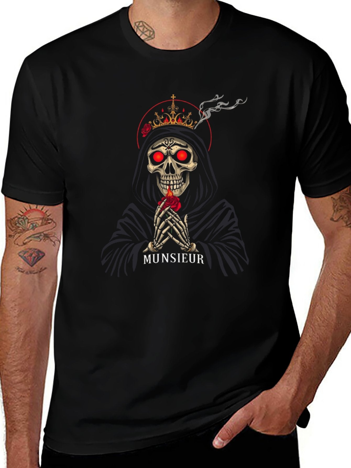 Munsieur Men's Tee Cotton "Reaper Smoke" Comfortable Tee for Men Halloween Drop