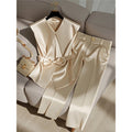 Women's Western Style Fashionable Champagne Blouse and Trousers Set