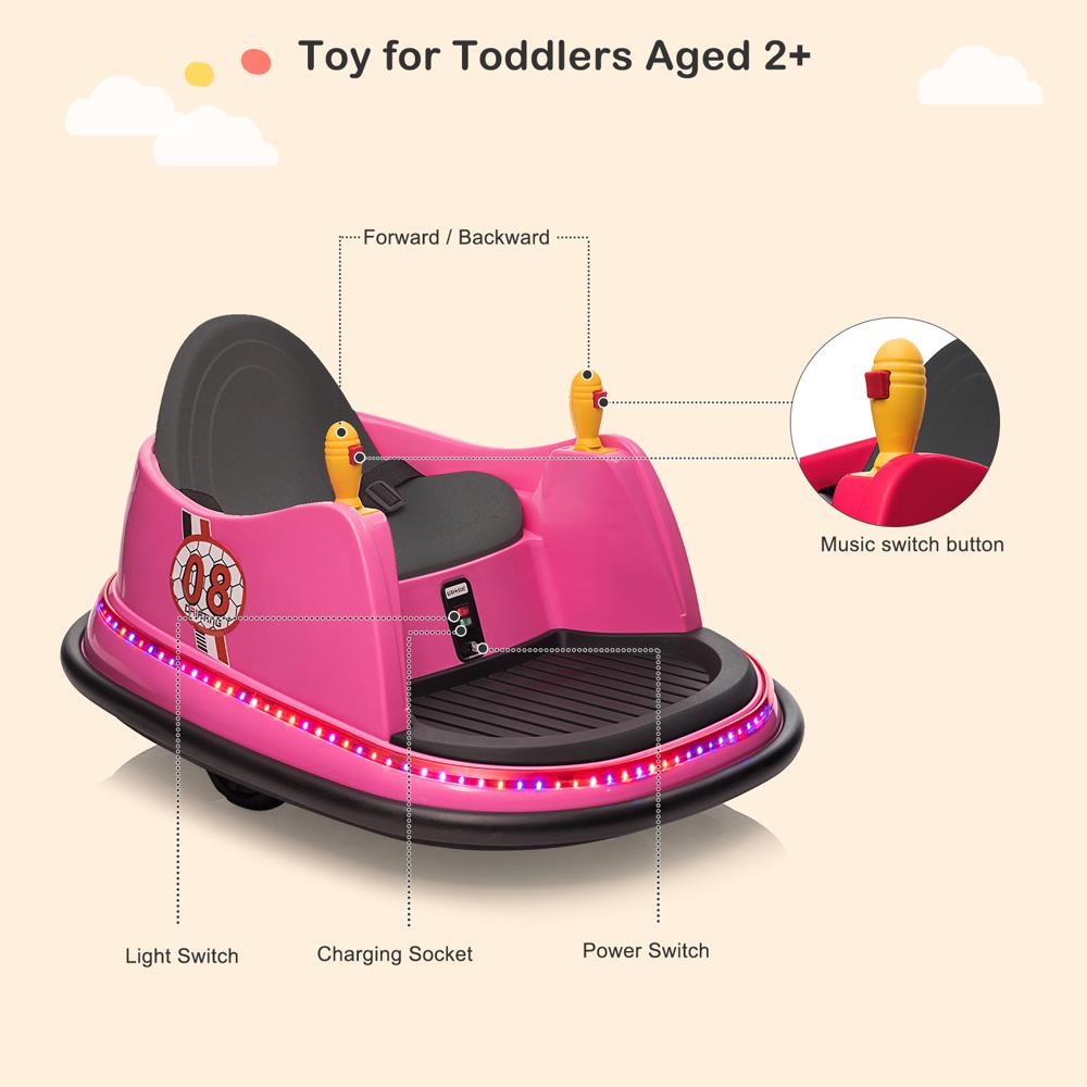 360° Electric Bumper Car for Kids - Battery Powered Ride-On Toy