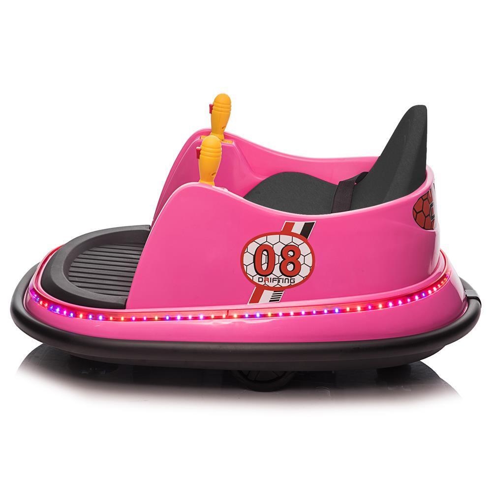 360° Remote Control Pink Bumper Car Ride-On Toy for Kids Ages 6 and Up