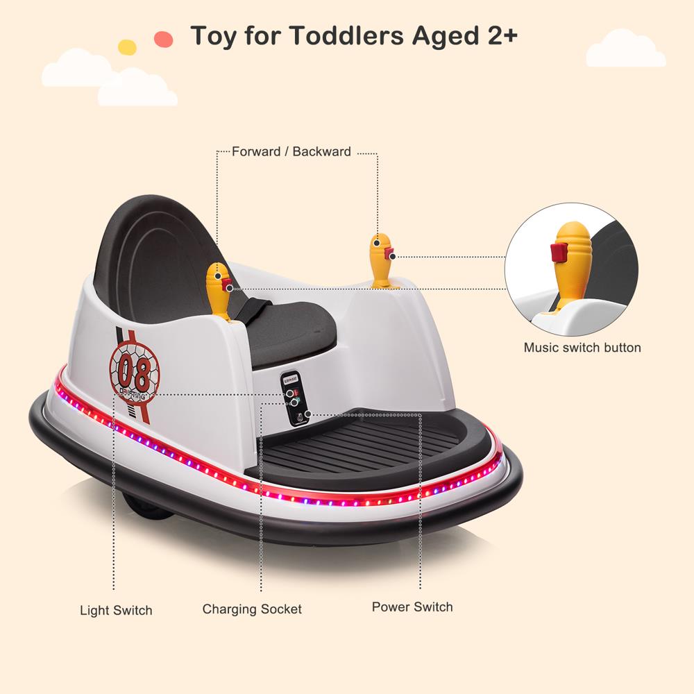 360 Spin Music Bumper Car: Electric Battery Powered Ride-On Toy for Kids (6V)
