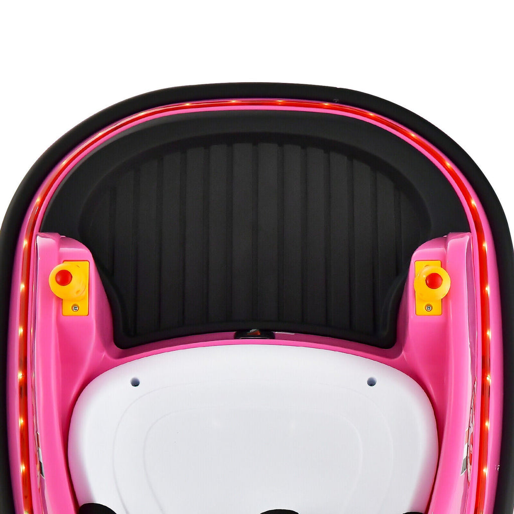 360° Spin Race Bumper Car for Kids with Remote Control - Pink 12V Vehicle