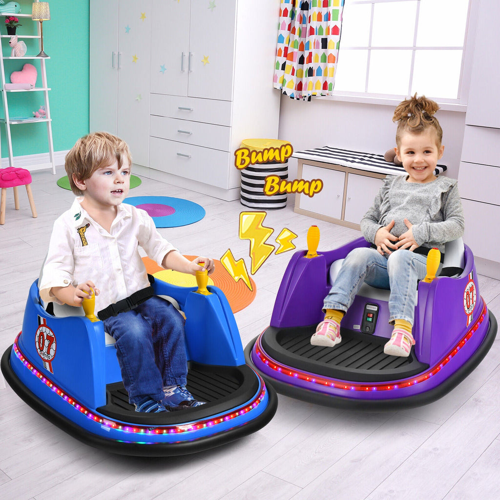 360° Spin Race Bumper Car Toy with Remote Control - 12V Purple Vehicle for Kids