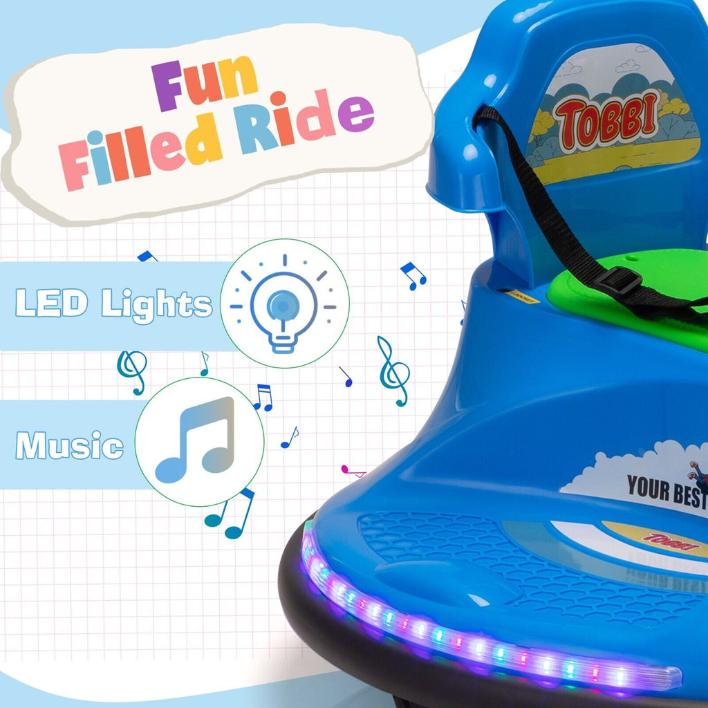 360° Spinning Bumper Car with Dual Motors, LED Lights & Remote Control - TOBBI