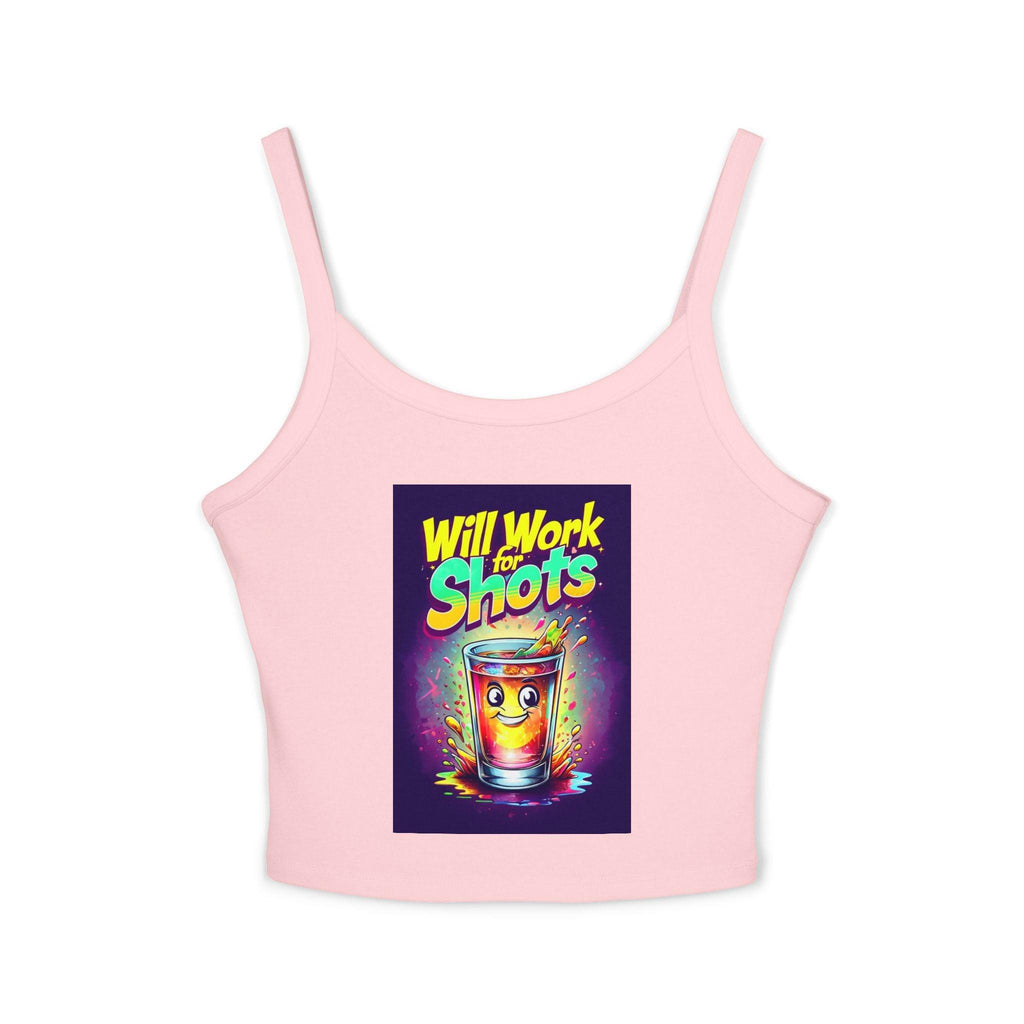 Will Work for Shots Womens Spaghetti Strap Tank Top