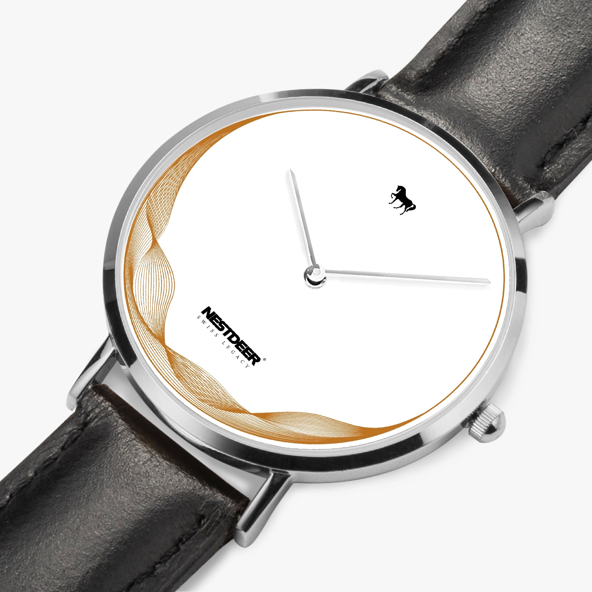 162. Ultra-Thin Leather Strap Quartz Watch (Silver)