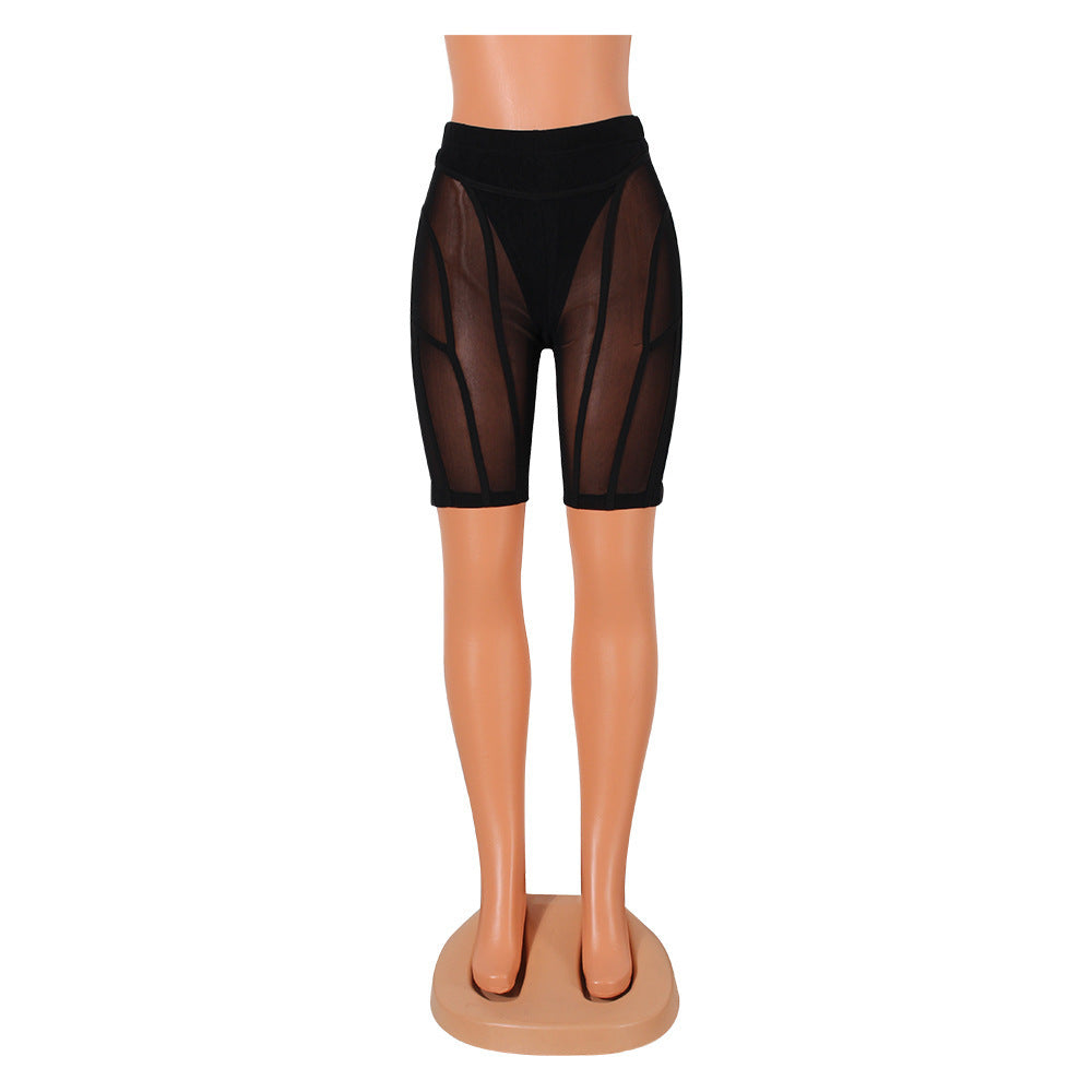 Women's Munsieur Fashion Skinny Mesh Set + Bottoms See-through Bottoms Stitching Romper Set