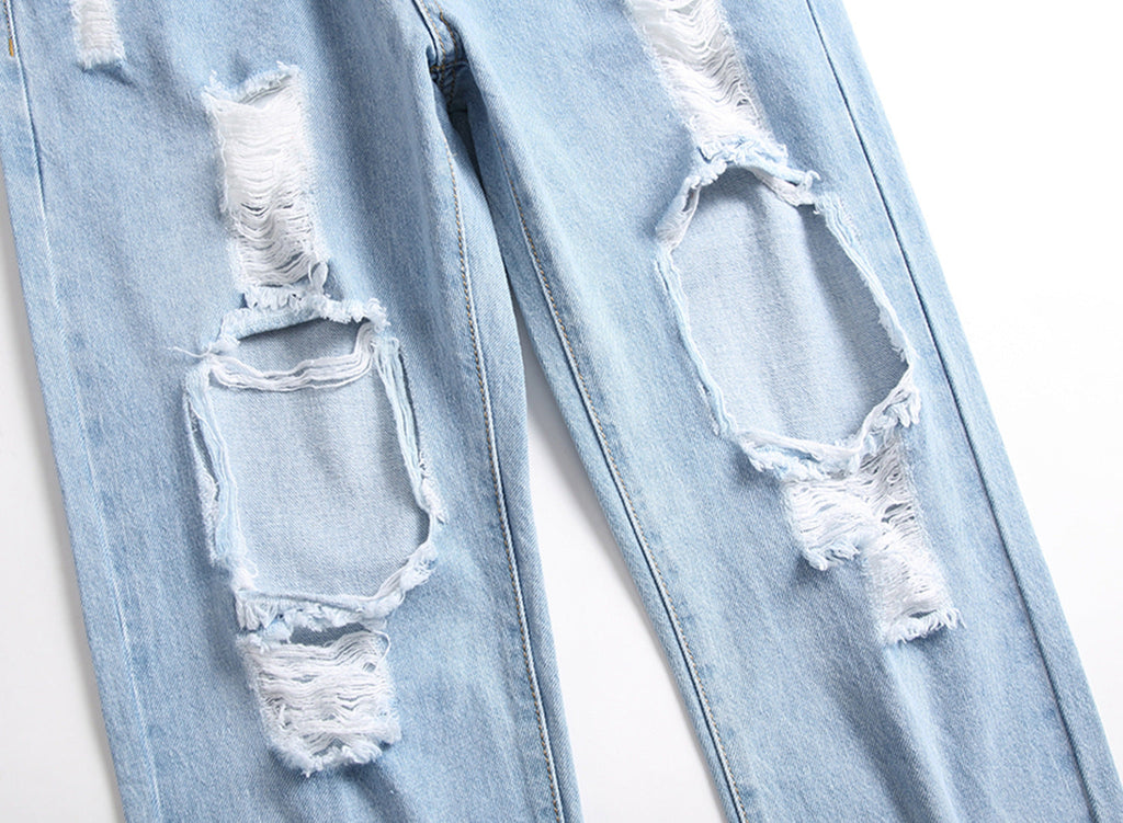 Men's Light Blue Ripped Pants
